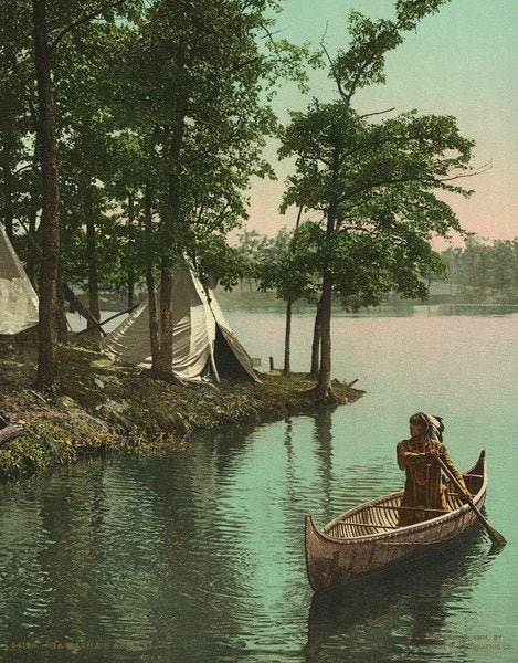 Detail of Hiawatha's arrival, c.1904 by Anonymous