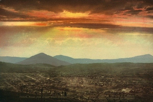 Detail of Sunset from Cripple Creek, Colorado, c.1899 by Anonymous