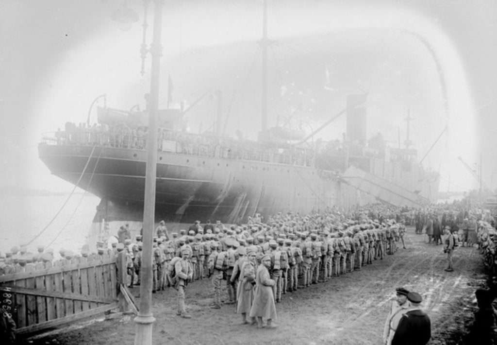 Detail of Portuguese Troops disembarking, Brest, 1917 by Anonymous