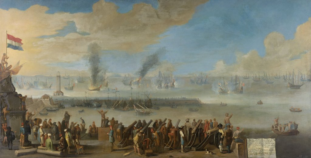 Detail of Battle of Livorno, 14th March 1653, an incident from the First Anglo-Dutch War, after 1653-60 by Dutch School