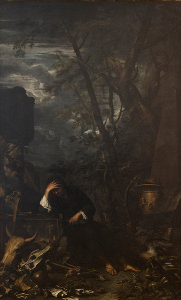 Detail of Demokritus in Meditation, 1650-51 by Salvator Rosa