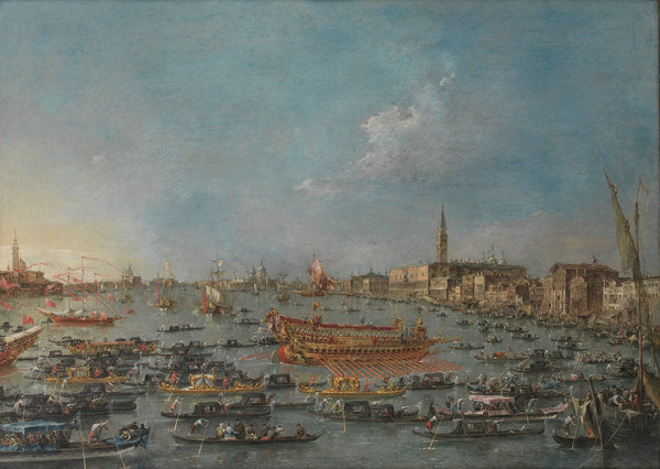 Detail of The Bucintoro Festival of Venice. The Bacino di S. Marco with the 'Bucintoro', the Doge's State Barge, on Ascension Day, 1780-93 by Francesco Guardi