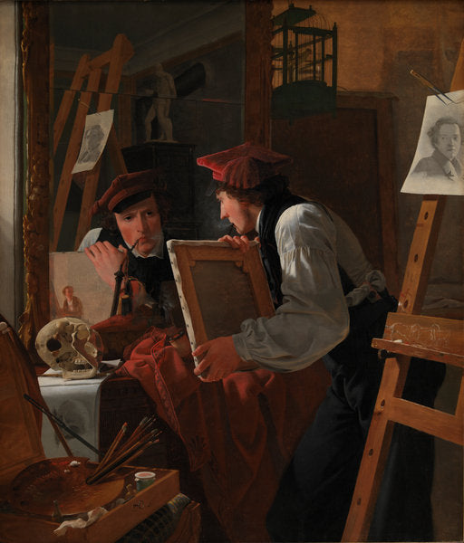 Detail of A Young Artist Examining a Sketch in a Mirror, 1826 by Wilhelm Ferdinand Bendz