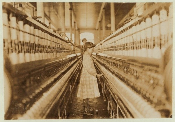 Detail of Spinner in Lancaster Cotton Mills, South Carolina, 1908 by Lewis Wickes Hine