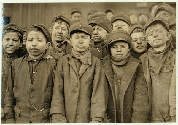 Detail of Breaker boys at Hughestown Borough Coal Co. Pittston, Pennsylvania, 1911 by Lewis Wickes Hine