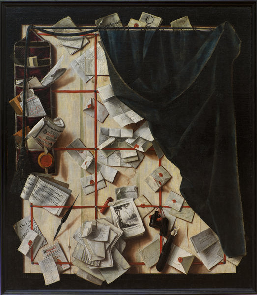 Detail of Trompe l'oeil. Board Partition with Letter Rack and Music Book, 1668 by Cornelis Norbertus Gijsbrechts
