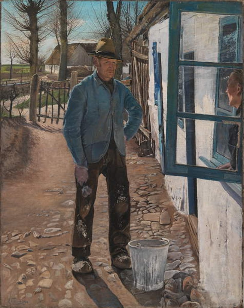 Detail of Whitewashing the Old House, 1908 by Laurits Andersen Ring