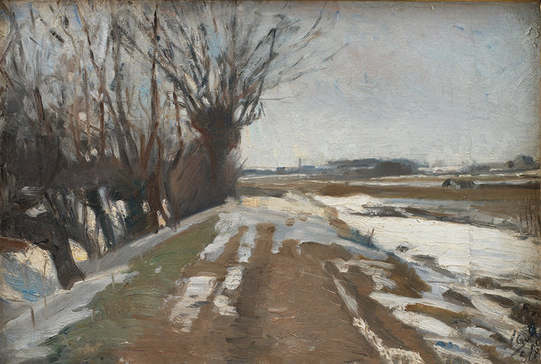 Detail of Winter Landscape. Utterslev near Copenhagen, 1887 by Albert Gottschalk