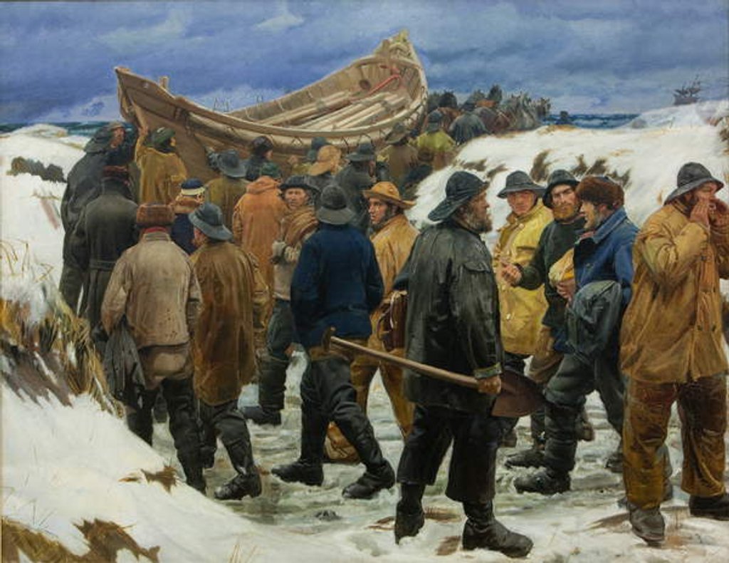 Detail of The Lifeboat is Taken through the Dunes, 1883 by Michael Peter Ancher