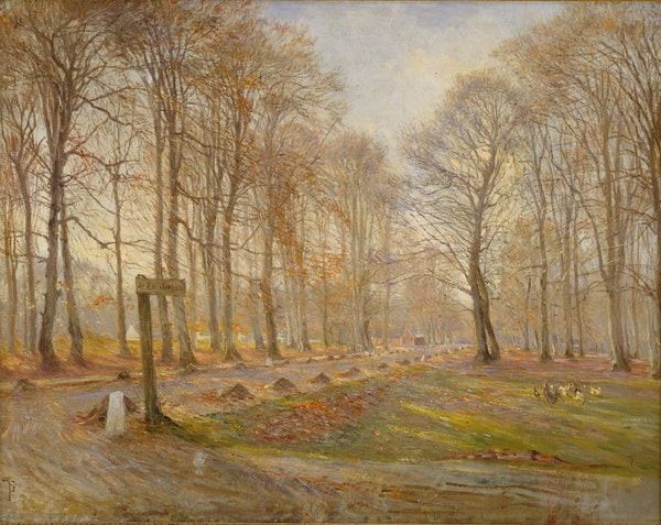 Detail of Late Autumn Day in the Jægersborg Deer Park, North of Copenhagen, 1886 by Theodor Esbern Philipsen