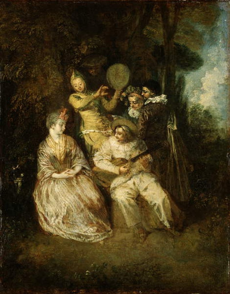 Detail of The Italian Serenade by Jean Antoine Watteau
