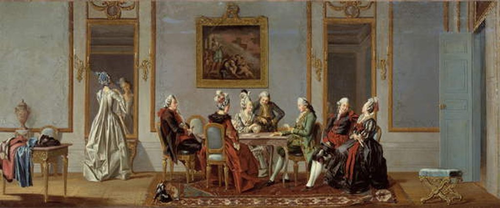 Detail of Gustavian Style Interior with Card-Players by Pehr Hillestrom