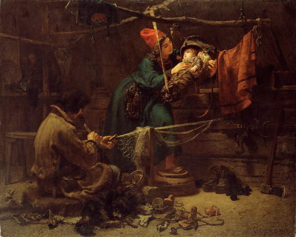 Detail of Inside a Laplander's Tent, 1857 by Johan Fredrik Hockert