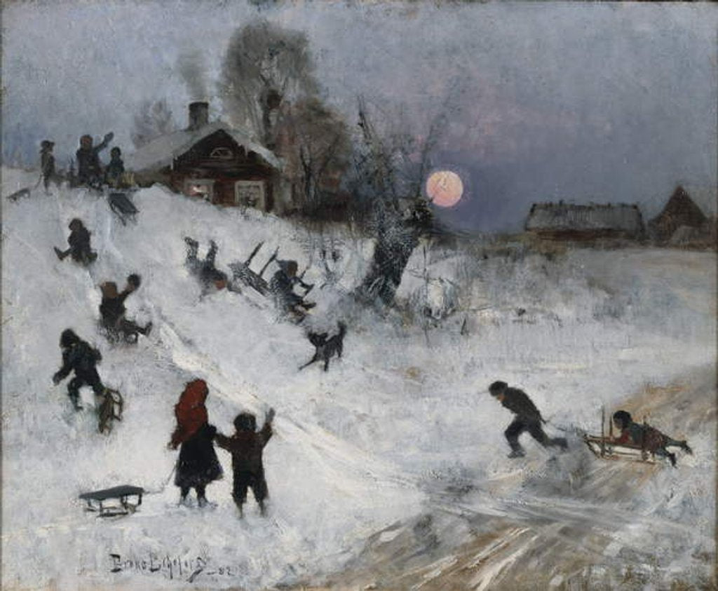 Detail of Sledging, 1882 by Bruno Andreas Liljefors