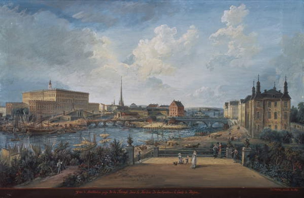 Detail of View of Stockholm from the Fersen Terrace with the Palace Makalos by Elias Martin