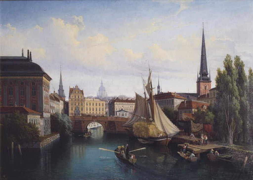 Detail of View of the Riddarholmskanalen, Stockholm in 1835, 1880 by Gustav Palm