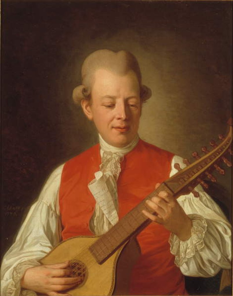 Detail of Portrait of the poet Carl Mikael Bellman 1779 by Per Krafft
