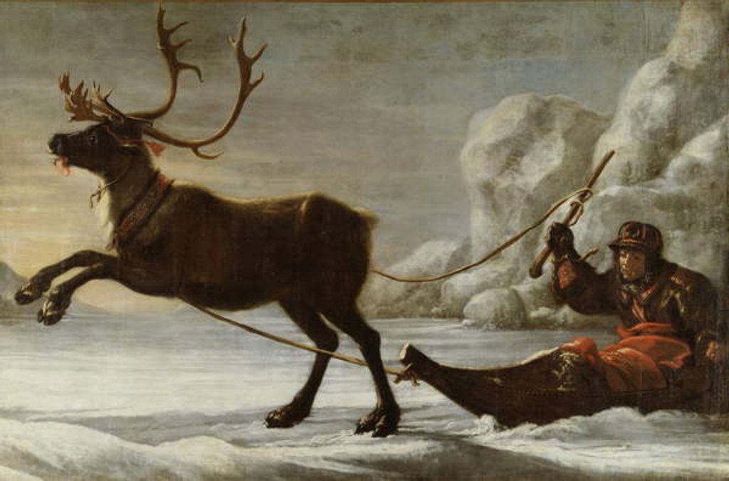 Detail of Abraham Renstirna Dressed as a Lapp and his Reindeer by David Klocker Ehrenstrahl