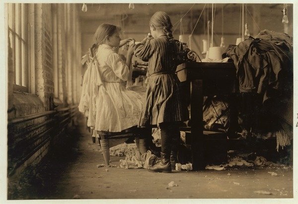 Detail of Child raveler and looper in Loudon Hosiery Mills, Tennessee, 1910 by Lewis Wickes Hine