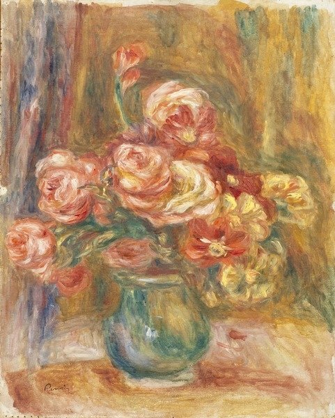 Detail of Vase of Roses, 1890-1900 by Pierre Auguste Renoir