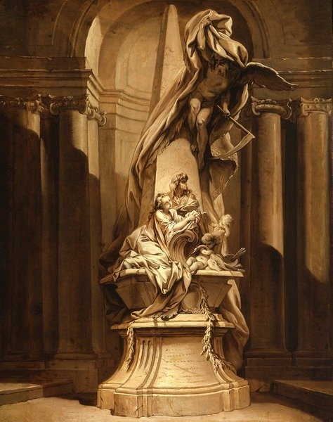 Detail of Monument to Mignard, c.1735 by Francois Boucher