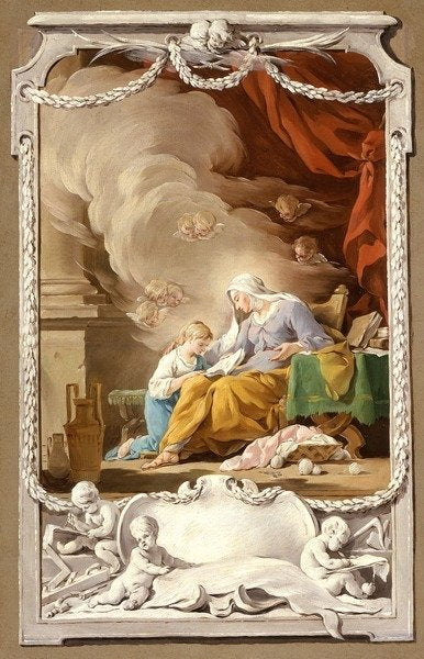 Detail of St Anne Revealing to the Virgin the Prophecy of Isaiah, c.1749 by Noel Halle