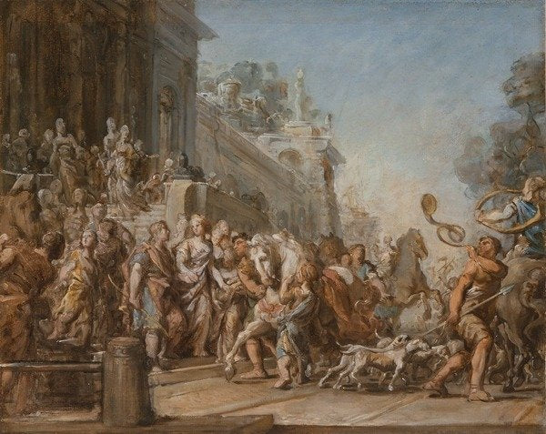 Detail of The Departure of Dido and Aeneas for the Hunt, 1772-4 by Jean Bernard Restout
