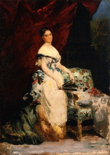 Detail of Portrait of Princess Brancaccio-Massimo, 1860-70 by Edouard Louis Dubufe