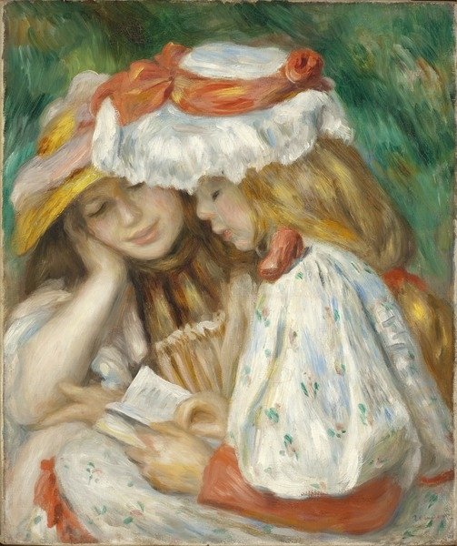 Detail of Two Girls Reading, 1890-1 by Pierre Auguste Renoir