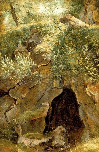 Detail of The Cave, 1828-30 by Pierre Etienne Theodore Rousseau