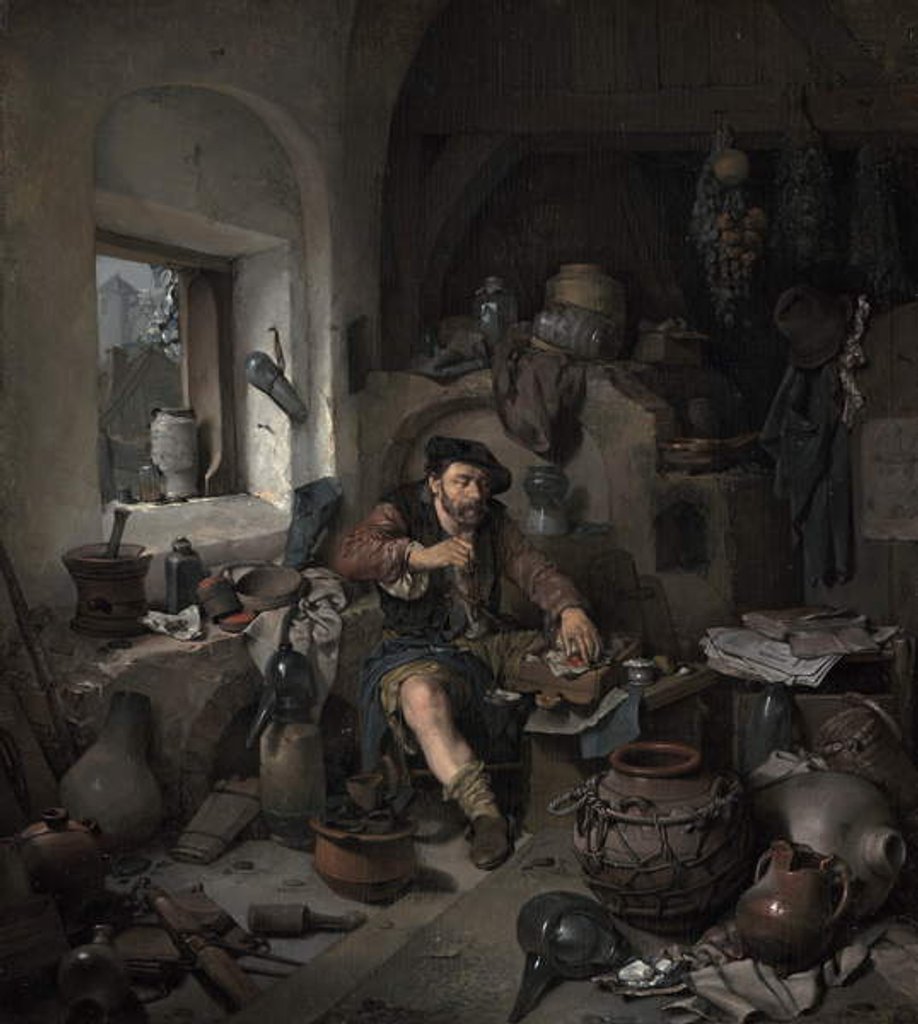 Detail of The Alchemist, 1663 by Cornelis Bega