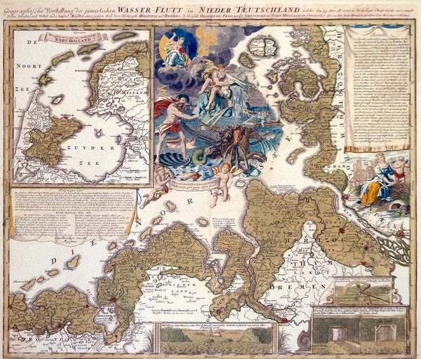 Detail of Map of the Christmas Flood of 1717, 1720 by Johann Baptista Homann