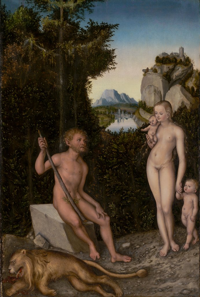 Detail of A Faun and His Family with a Slain Lion, c.1526 by Lucas the Elder Cranach