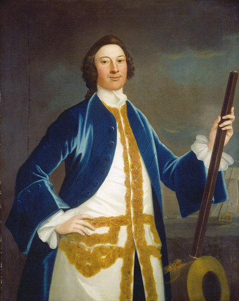 Detail of Unidentified British naval officer, c.1745 by John Wollaston