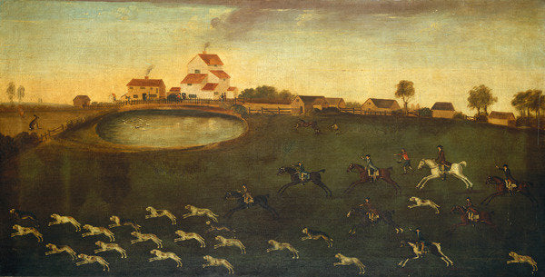 Detail of Hunting scene with a pond, 18th century by American School