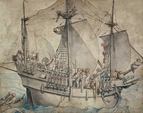 Detail of Ship with armed men by Hans Holbein the Younger