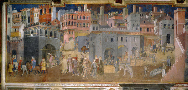 Detail of The Effects of Good Government in the City, 1337-1343 by Ambrogio Lorenzetti