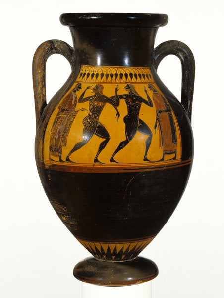Detail of Athenian Attic black-figure amphora with dancers, c.540-30 BC by Greek school