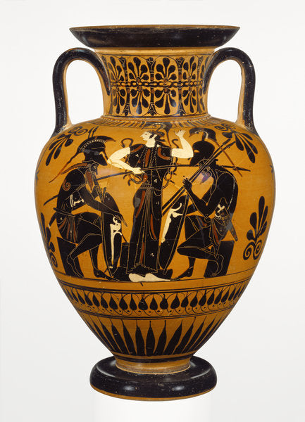 Detail of Athenian Attic black-figure neck amphora, attributed to the Leagros group, with Ajax and Achilles, c.510 BC by Greek school