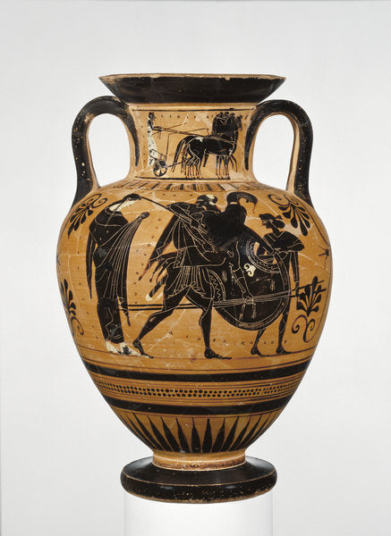 Detail of Athenian Attic black-figure neck amphora showing the sack of Troy c.510 BC by Greek school