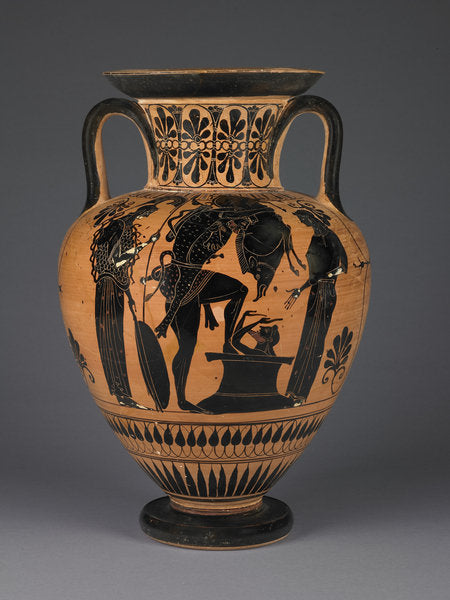 Detail of Athenian Attic black-figure amphora with Heracles carrying the Erymanthean boar, c.510 BC by Greek school