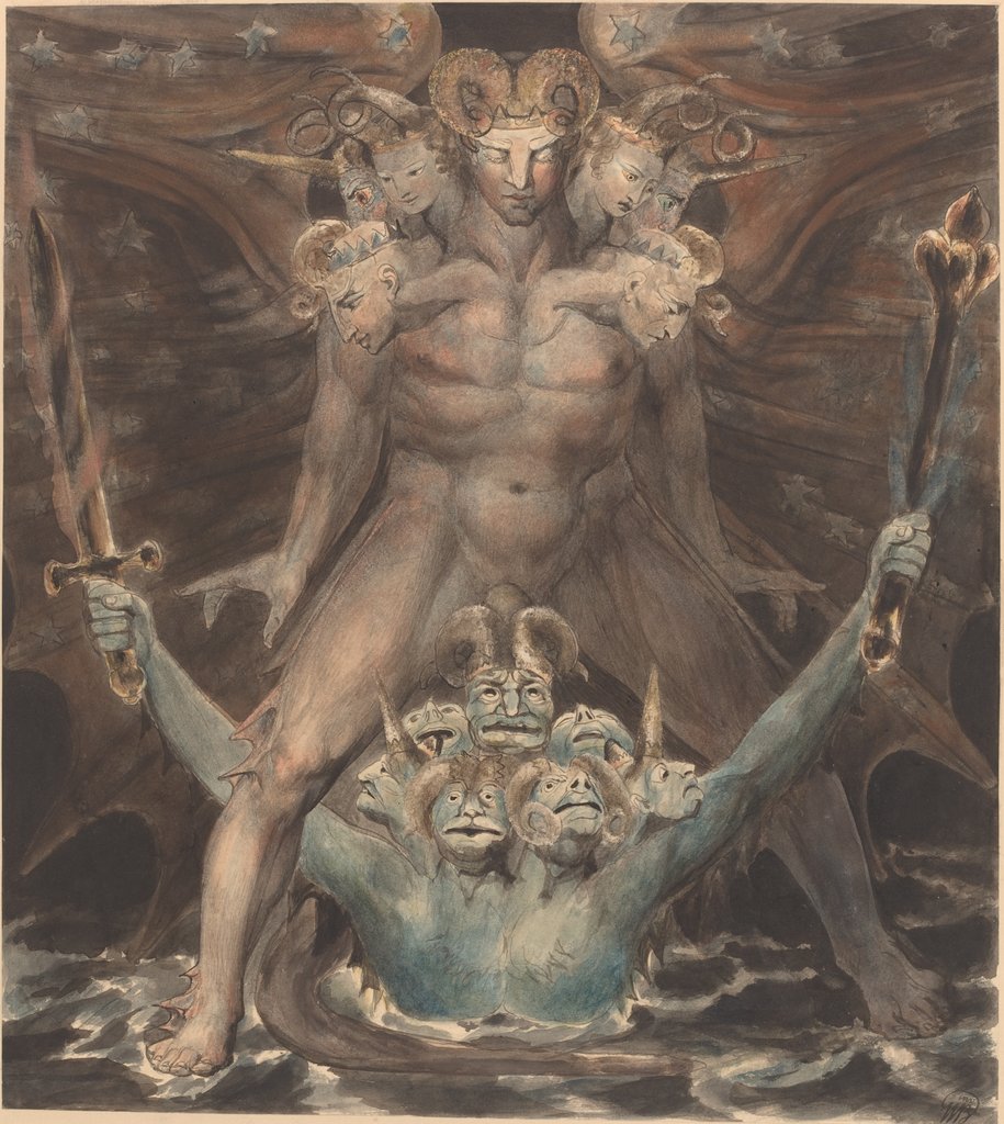 Detail of The Great Red Dragon and the Beast from the Sea, c.1805 by William Blake