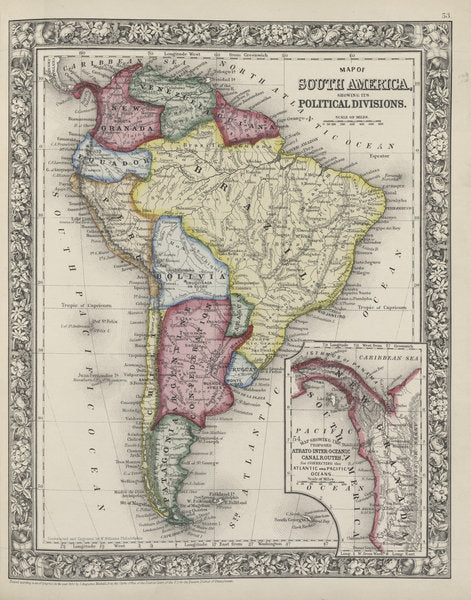 Detail of Map of South America showing its political divisions from Mitchell's new general atlas, 1863 by Samuel Augustus Mitchell