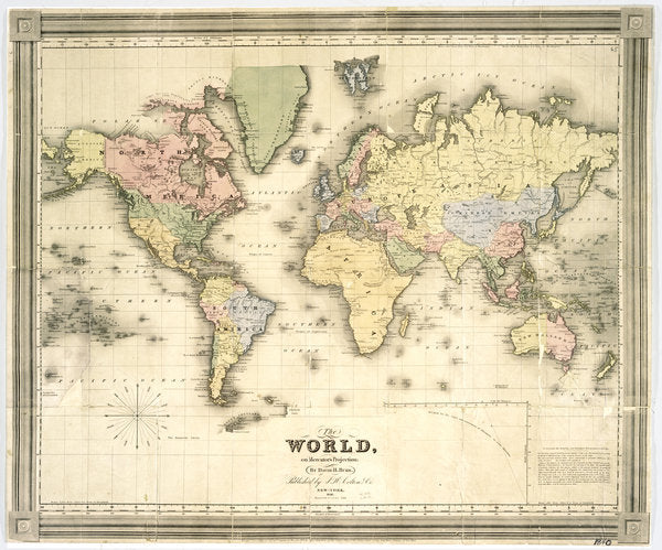 Detail of The world on Mercator's projection, 1840 by David Burr