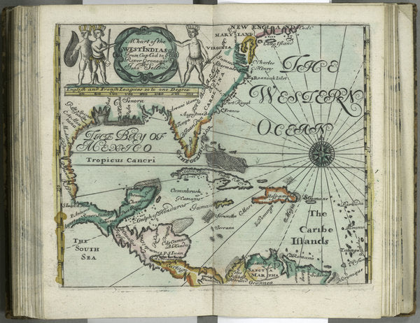 Detail of A chart of the West Indies from Cape Cod to River Oronoque from Atlas maritimus by John Seller, 1682 by John Seller
