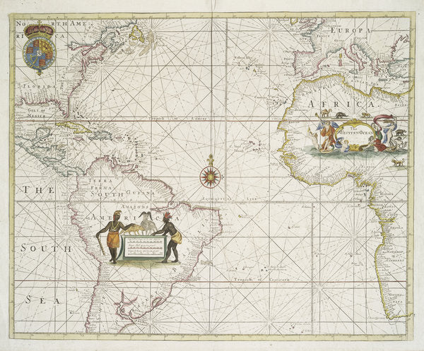 Detail of Chart of the Western Ocean with rhumb lines by Jeremiah Seller, 1705 by English School