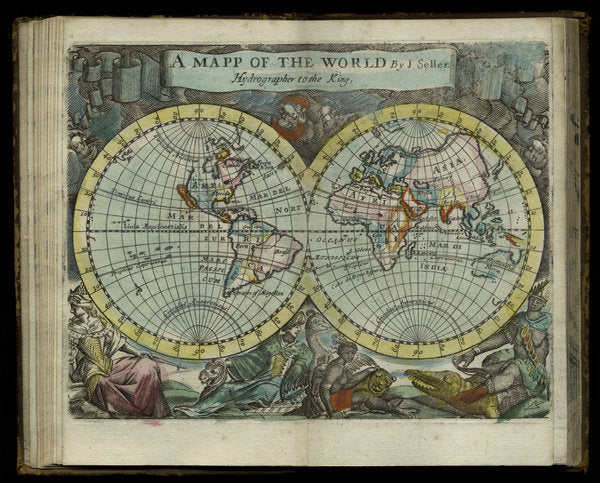 Detail of A map of the world from Atlas maritimus by John Seller, 1682 by John Seller