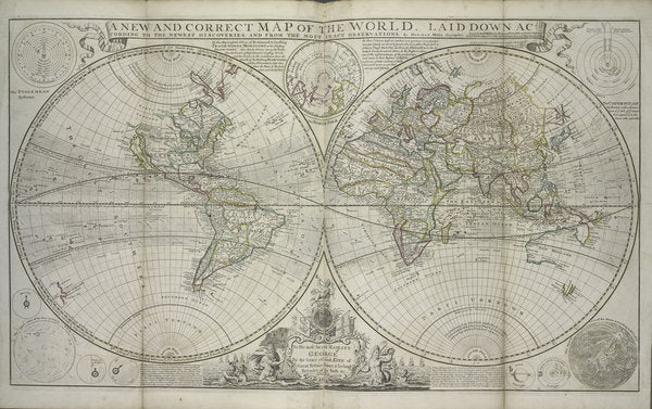 Detail of A new and correct map of the world laid down according to the newest discoveries and from the most exact observations, 1736 by Hermann Moll