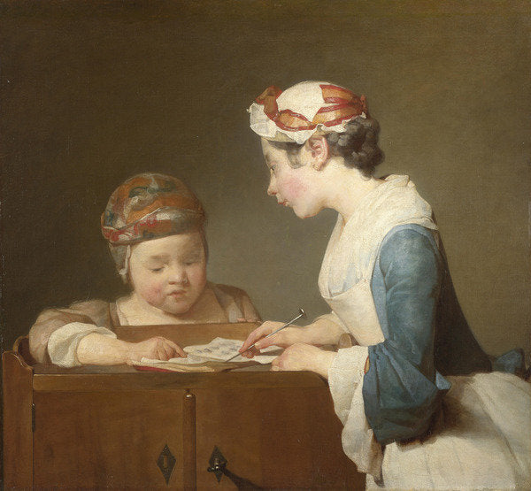 Detail of The Young Schoolmistress, 1740 by Jean-Baptiste Simeon Chardin