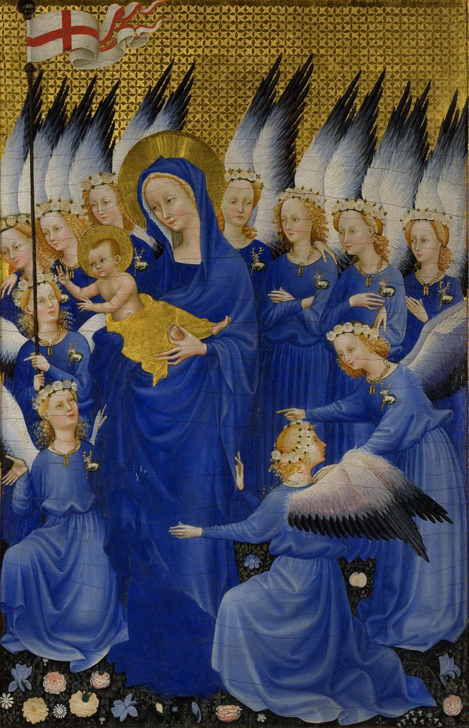 Detail of Mary with Child and Angels, right panel of Wilton Diptych, c.1395-9 by Anonymous Anonymous